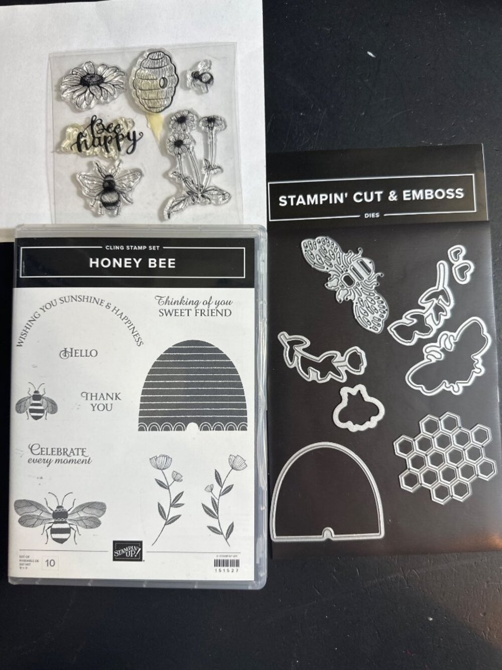 Stampin Up Honey Bee Cling Stamp & Die Set + Bonus Stamps